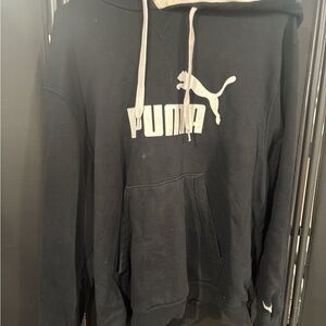 Puma Men's Black Hoodie with White Logo